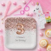 Roos Gold 3e verjaardagsfeestje Papieren Bordje (Feest)