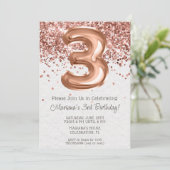Roos Gold 3e Verjaardagsfeestuitnodiging Kaart (Staand voorkant)