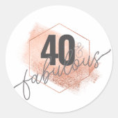 Roos Gold 40 en Fabulous 40th Birthday Sticker (Voorkant)