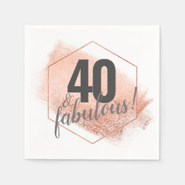 Roos Gold 40 en Fabulous Birthday Party Napkin Servet