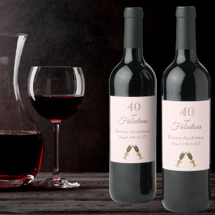 Roos Gold 40 geweldige verjaardagsfeestje roze mon Wijn Etiket