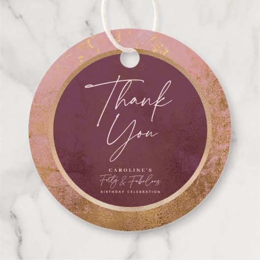 Roos Gold 40e verjaardag Bedankjes Labels (Achterkant)