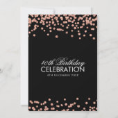 Roos Gold 40e verjaardag Glitter Confetti Black Kaart (Achterkant)