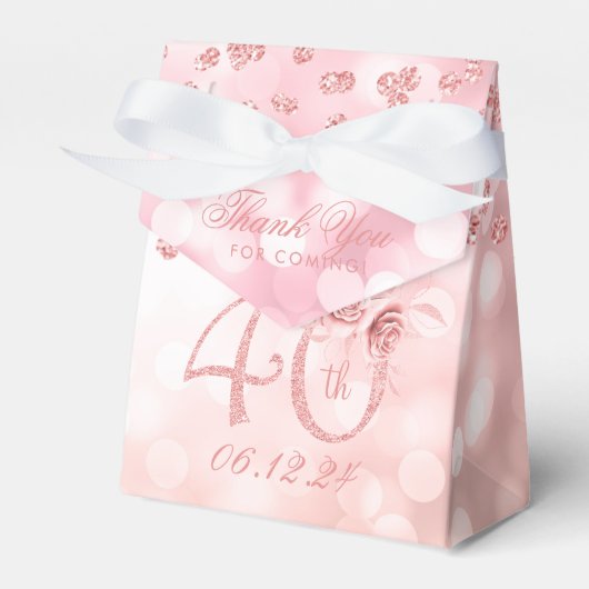 Roos Gold 40e verjaardag Hartelijk dank Bedankdoosjes (Voorkant Zijde)