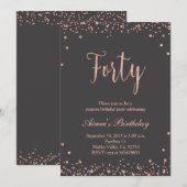 Roos Gold 40e verjaardag uitnodiging (Voorkant / Achterkant)