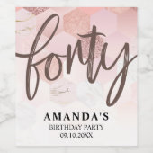 Roos Gold 40ste verjaardagsfeestje Wijn Etiket (Enkel label)