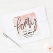 Roos Gold 40th Birthday Dank u Vierkante Sticker (Envelop)