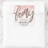 Roos Gold 40th Birthday Dank u Vierkante Sticker (Tas)