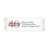 Roos Gold 40th Birthday Glitter Confetti Etiket (Voorkant)