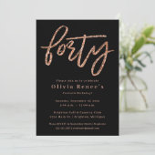 Roos Gold 40th Birthday Invitation Sjabloon Kaart (Staand voorkant)