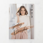 Roos Gold 4 Foto Afstuderen Tri Fold Uitnodiging (Cover)