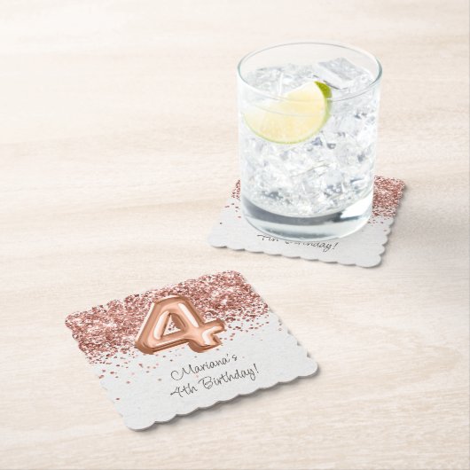 Roos Gold 4e verjaardagsfeestje Kartonnen Onderzetters (Insitu)