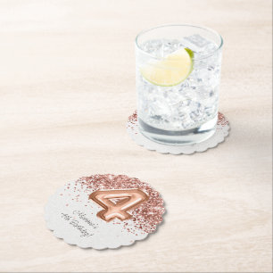 Roos Gold 4e verjaardagsfeestje Kartonnen Onderzetters