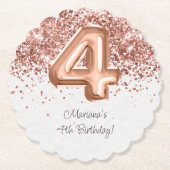 Roos Gold 4e verjaardagsfeestje Kartonnen Onderzetters (Voorkant)