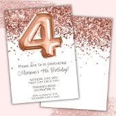 Roos Gold 4e verjaardagsfeestuitnodiging Kaart