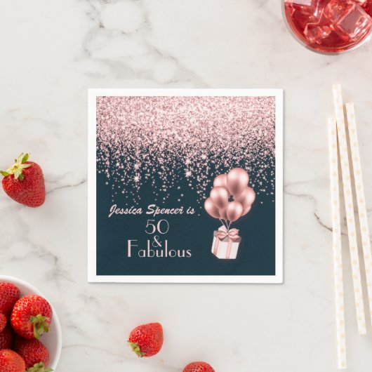 Roos Gold 50 en Fabulous 50th Birthday Party Servet (Insitu)