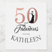 Roos Gold 50 en Fabulous Birthday Party Naam Wijn Etiket (Enkel label)
