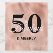 Roos Gold 50 en Fabulous Birthday - persoonlijk Wijn Etiket (Enkel label)