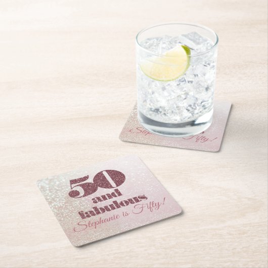 Roos Gold 50 en Fabulous Elegant 50 verjaardag Kartonnen Onderzetters (Insitu)