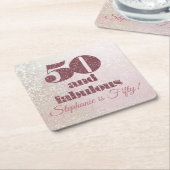Roos Gold 50 en Fabulous Elegant 50 verjaardag Kartonnen Onderzetters (Schuin)