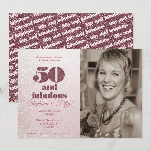 Roos Gold 50 en fantastische elegante 50-jarige ve Kaart (Voorkant / Achterkant)