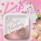 Roos Gold 50 & Fabulous! Leuke Typografie Verjaard Papieren Bordje (Feest)