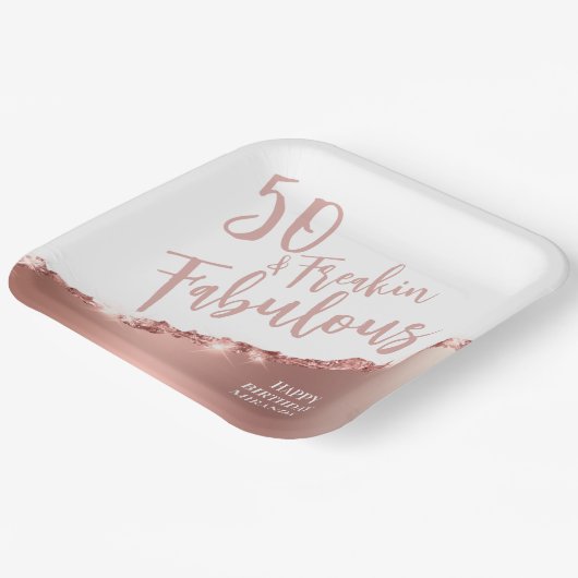 Roos Gold 50 & Fabulous! Leuke Typografie Verjaard Papieren Bordje (Gebogen)