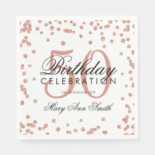 Roos Gold 50e verjaardag Glitter Confetti White Servet