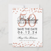 Roos Gold 50e verjaardag Opslaan datum Confetti Save The Date (Voorkant)