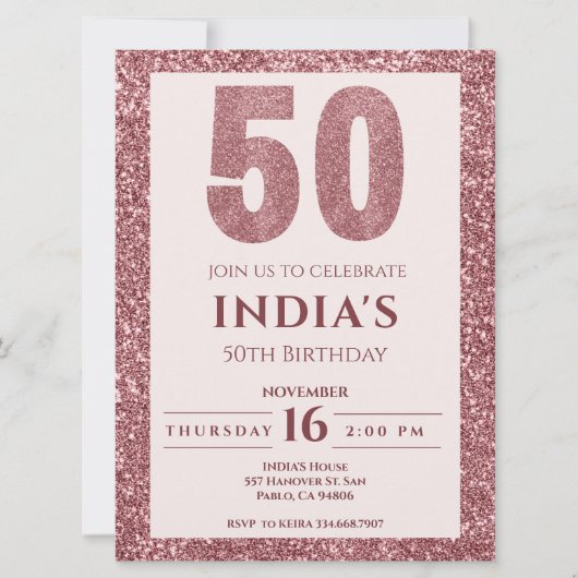 Roos Gold 50ste verjaardag Kaart (Voorkant)