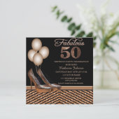 Roos Gold 50ste verjaardag Uitnodiging (Staand voorkant)
