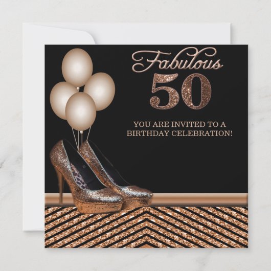 Roos Gold 50ste verjaardag Uitnodiging (Achterkant)