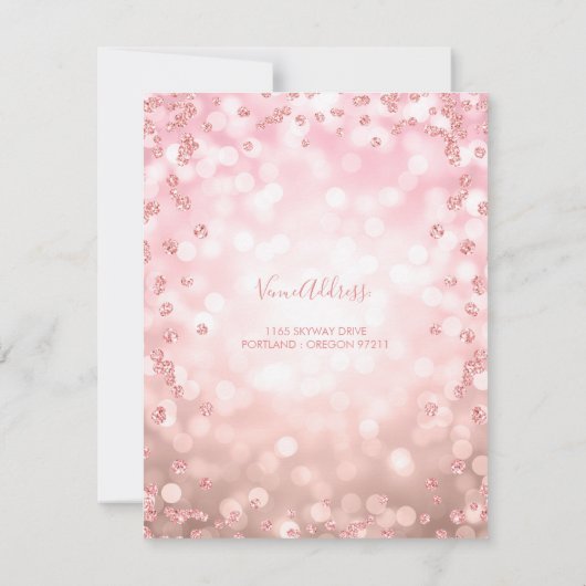 Roos Gold 50th Birthday Glam Licht sparen de datum Save The Date (Achterkant)