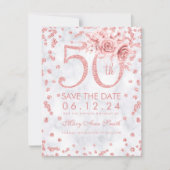 Roos Gold 50th Birthday Glam Marble Save The Date (Voorkant)