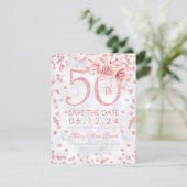 Roos Gold 50th Birthday Glam Marble Save The Date (Staand voorkant)
