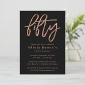 Roos Gold 50th Birthday Invitation Sjabloon Kaart (Staand voorkant)