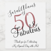 Roos Gold 50th & Fabulous Birthday - Hartelijk dan Wijn Etiket (Enkel label)