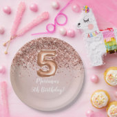 Roos Gold 5e verjaardagsfeestje Papieren Bordje (Feest)