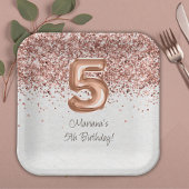 Roos Gold 5e verjaardagsfeestje Papieren Bordje