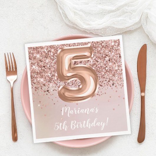 Roos Gold 5e verjaardagsfeestje Servet