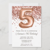 Roos Gold 5e verjaardagsfeestuitnodiging Kaart (Voorkant)