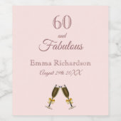 Roos Gold 60 geweldige verjaardagsfeestje roze mon Wijn Etiket (Enkel label)