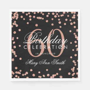 Roos Gold 60e verjaardag Glitter Confetti Black Servet