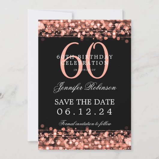 Roos Gold 60e verjaardagsfeest Save the Date Kaart (Voorkant)