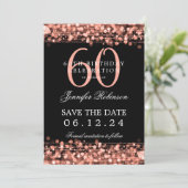 Roos Gold 60e verjaardagsfeest Save the Date Kaart (Staand voorkant)