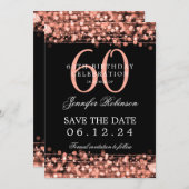 Roos Gold 60e verjaardagsfeest Save the Date Kaart (Voorkant / Achterkant)