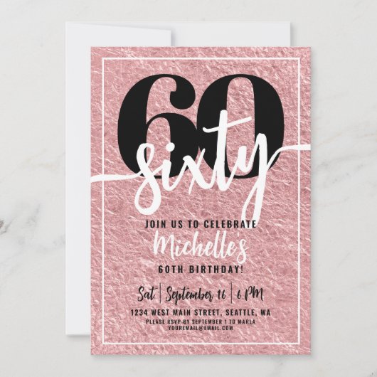 Roos Gold 60ste verjaardagsfeestje Kaart (Voorkant)