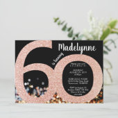 Roos Gold 60th Birthday Invitation - Vrouw 60th Kaart (Staand voorkant)