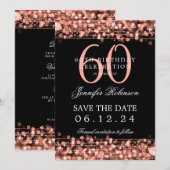 Roos Gold 60th Birthday Sla de datum op met detail Kaart (Voorkant / Achterkant)