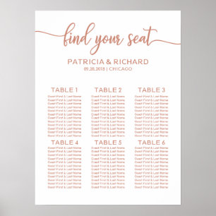 Roos Gold 6 Tables Wedding Seding Chart Poster